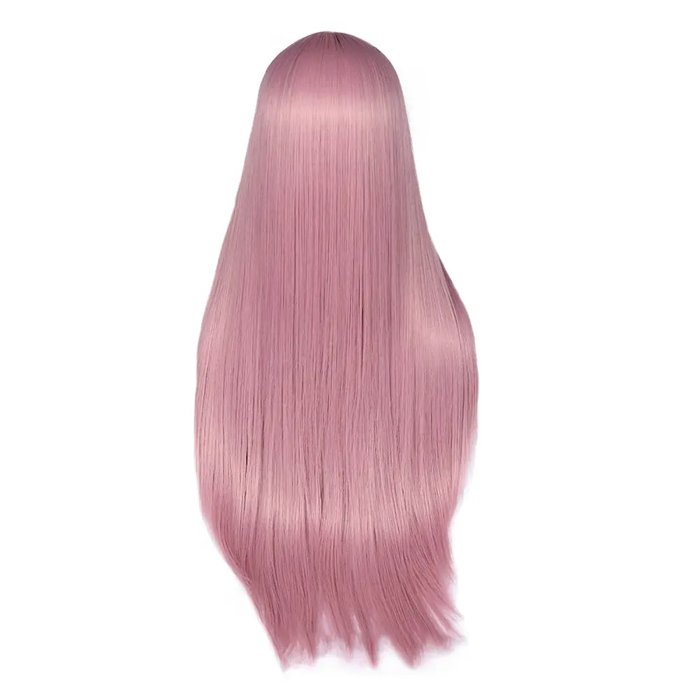 Wig Women Straight Long Party Headband Pink Dress for Miss Women's Halloween High Temperature Wire 60X15X5CM