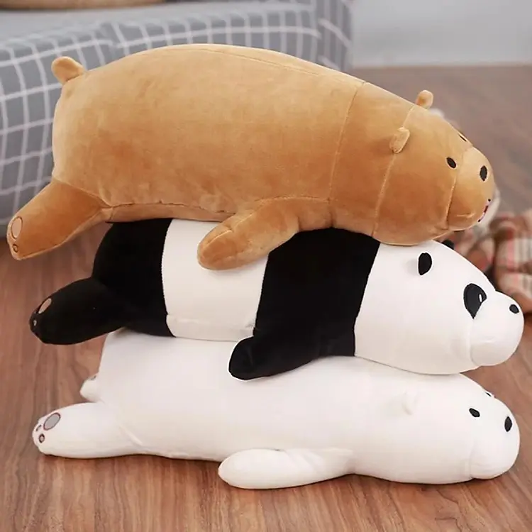 {Ricky toy} Gấu Bông We Bare Bears Nằm Dễ Thương Siêu Mềm (25cm--->50cm) Vải Miniso 4 Chiều Co Giãn, Gối Ôm Gấu We Bare Bears Cao Cấp Thú Bông Thú Nhồi Bông