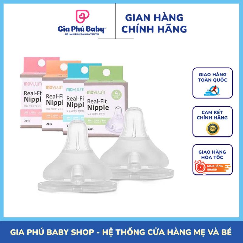 Phụ Kiện Bình Sữa Moyuum, Núm Moyuum Silicone Hàn Quốc Đủ Size 1->4, Hàng Chính Hãng