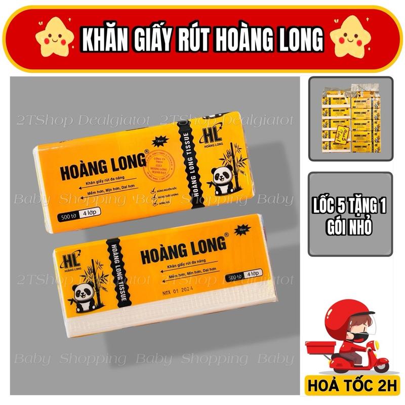  Lốc 5 Gói Khăn Giấy Gấu Trúc Hoàng Long Hàng Loại 1 Siêu Dai Mềm Mịn 500 Tờ 4 Lớp Giấy Vệ Sinh 