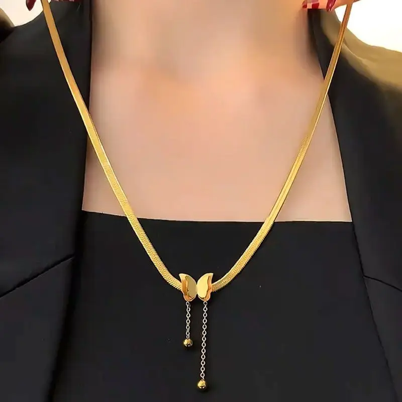 Vòng Cổ Vàng, Thời Trang, Dành Cho Nữ, Phổ Biến, Làm Bằng Thép Titan Dây Chuyền Xương Đòn, Hàng Mới Về, Giá Cả Phải Chăng, Sang Trọng, Không Phai Màu, Thích Hợp Làm Quà Tặng Cho Bạn Gái, Mẹ 1