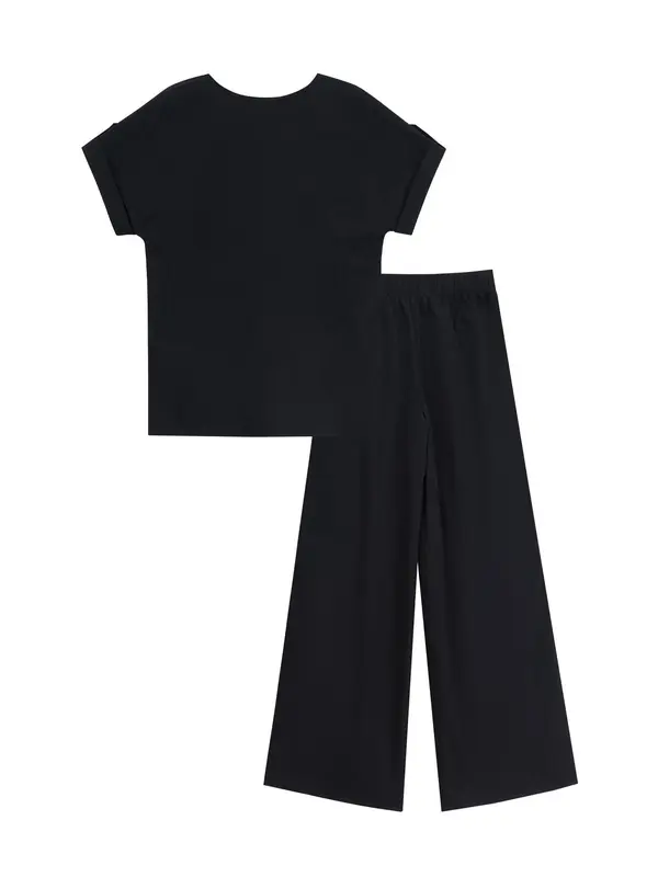 Women's Solid Color Top & Pants Set, Elegant Fashion Casual Women's Clothing Set for Daily Outdoor Wear, Women's Clothes for Summer 2