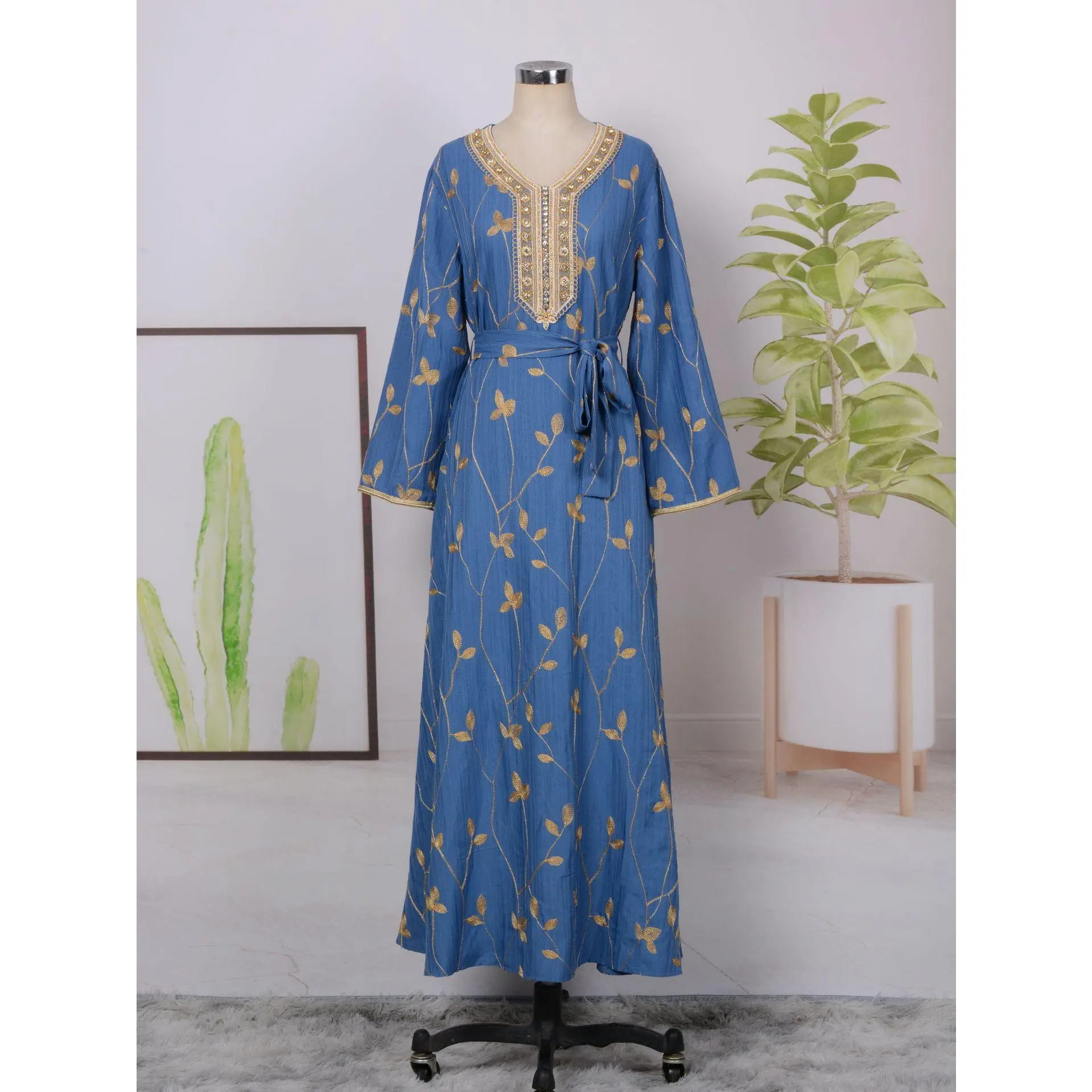 Trang Phục Thời Trang Hồi Giáo Abaya Áo Choàng, Mt130, Phong Cách Trung Đông Mới, Thêu, Bán Chạy, Dành Cho Nữ, Thương Mại Điện Tử