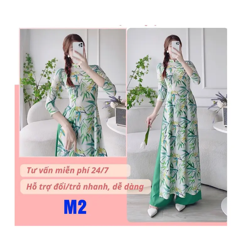 Áo dài hoa nhí in 3D cao cấp_ Mã M2 Nữ Dress Women Thun 1