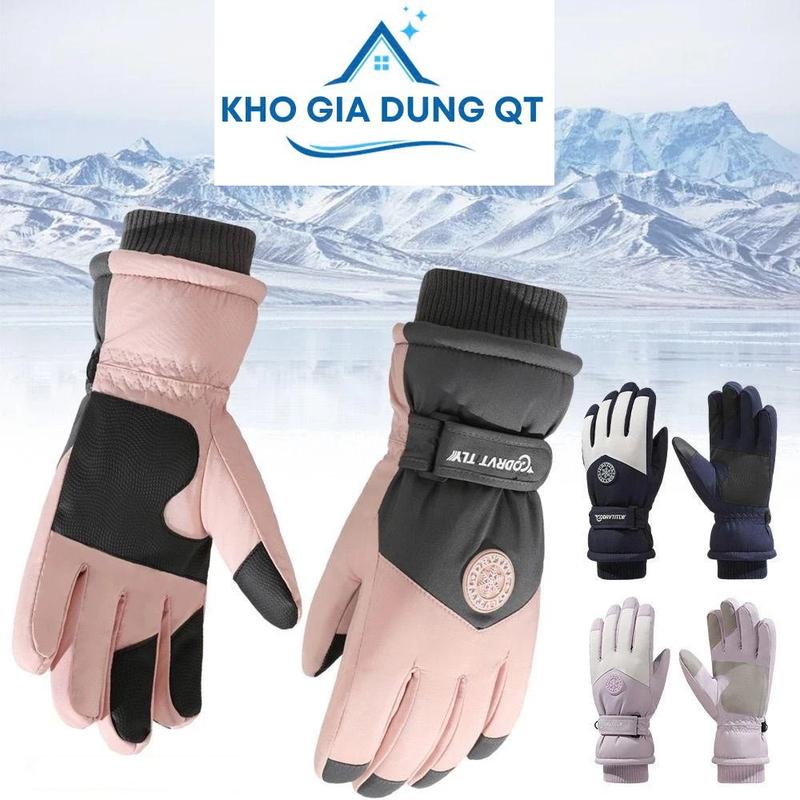  Găng Tay Tuyết Da PU Chống Gió Chống Thấm Nước Lót Lông Cừu Siêu Ấm  MAT056GDQT  