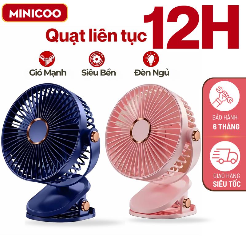 [Bản Nâng Cấp] Quạt Tích Điện F15 Quạt Điện Kẹp Bàn Tích Hợp Đèn Ngủ Xoay 360 Độ Có Kèm Dây Sạc quạt mini Phụ Kiện