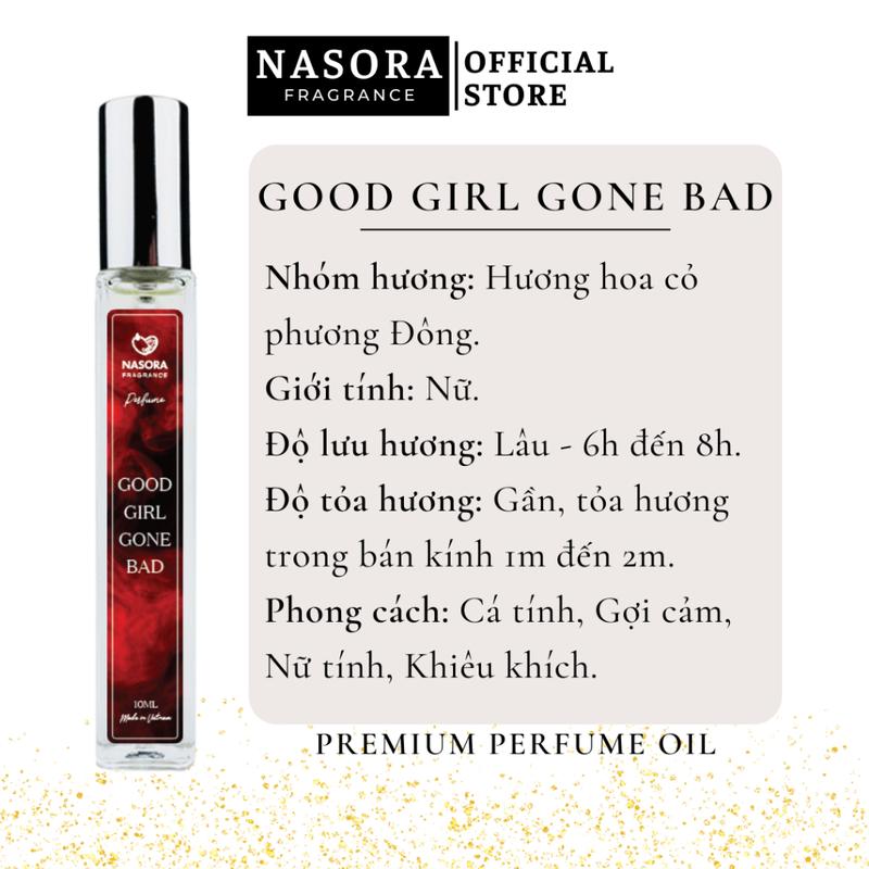 [COMBO NGỌT NGÀO] Tinh Dầu Nước Hoa Nữ Nasora Premium Hương Thơm Ngọt Ngào, Nữ Tính, Gợi Cảm, Dạng Xịt 10ml Xịt Thơm Cosmetic 3
