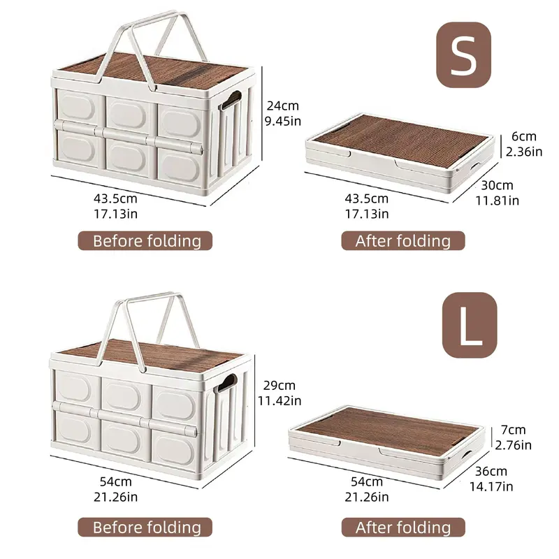 Foldable Storage Box with Lid, 1 Count/2 Counts Stackable Multipurpose Camping Storage Box, Outdoor Home Storage Organization 1