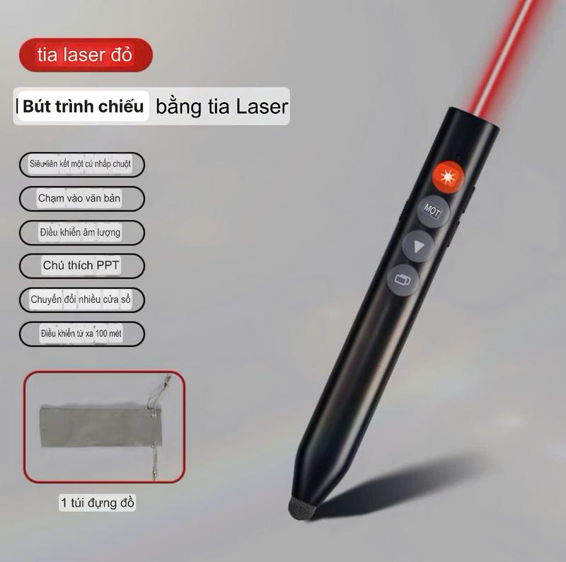 Bút trình chiếu 4in1. Viết màn hình cảm ứng, bật lazer, điều khiển loa to nhỏ, trình chiếu slide PơerPoint