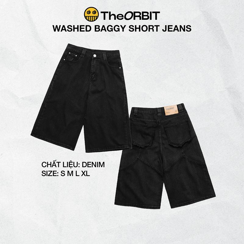 Quần Short Jean Chính Hãng The ORBIT - DISTRESSED WASHED BAGGY SHORT JEANS