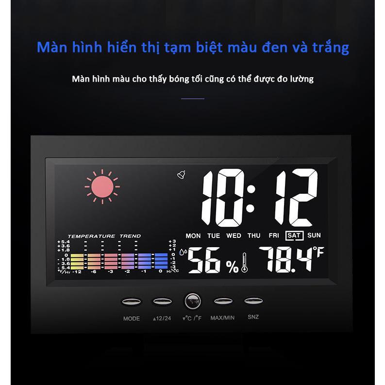 Đồng hồ báo thức điện tử thời tiết phát minh màn hình LED thời tiết nhiệt độ và độ ẩm hàng ngàn năm theo dõi đồng hồ báo thức thời tiết 3