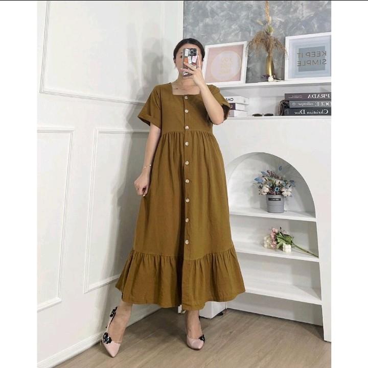 Daster Crincle Kancing// Dress Wanita bumil busui frendly// Daster kekinian by batik pradana Kain Lembut 5
