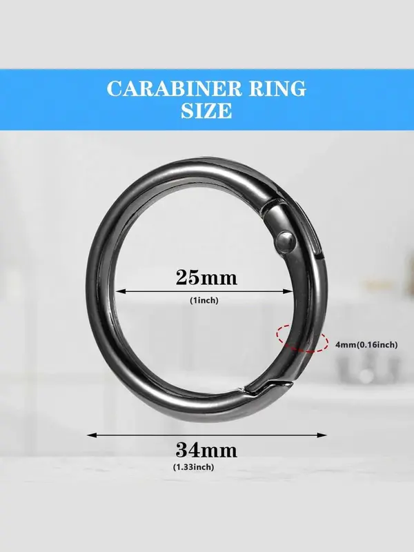 Spring Design At Opening Metal Spring O Ring, 5 Counts Durable Round Spring Snap Carabiner Clip Buckle, Diy Bag Accessories for Keyrings, Bags, Purses 4