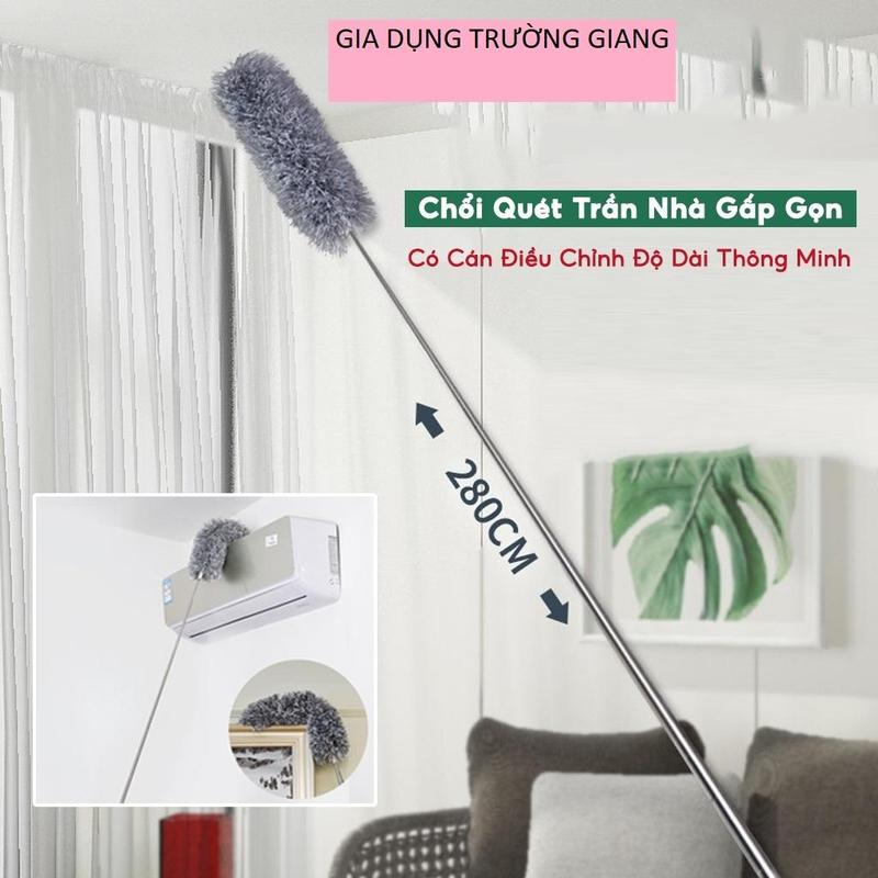 Cây Chổi Quét Trần Nhà Điều Chỉnh Độ Dài 2,8m Có Thể Phất Trần Quét Sạch Mạng Nhện Và Bụi Bẩn Len Inox