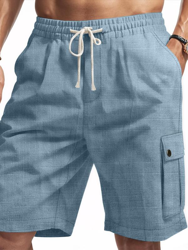 Men's Solid Flap Pocket Cargo Shorts, Regular Fit Casual Fashion Comfy Shorts for Summer, Men's Bottoms for Daily Wear 4