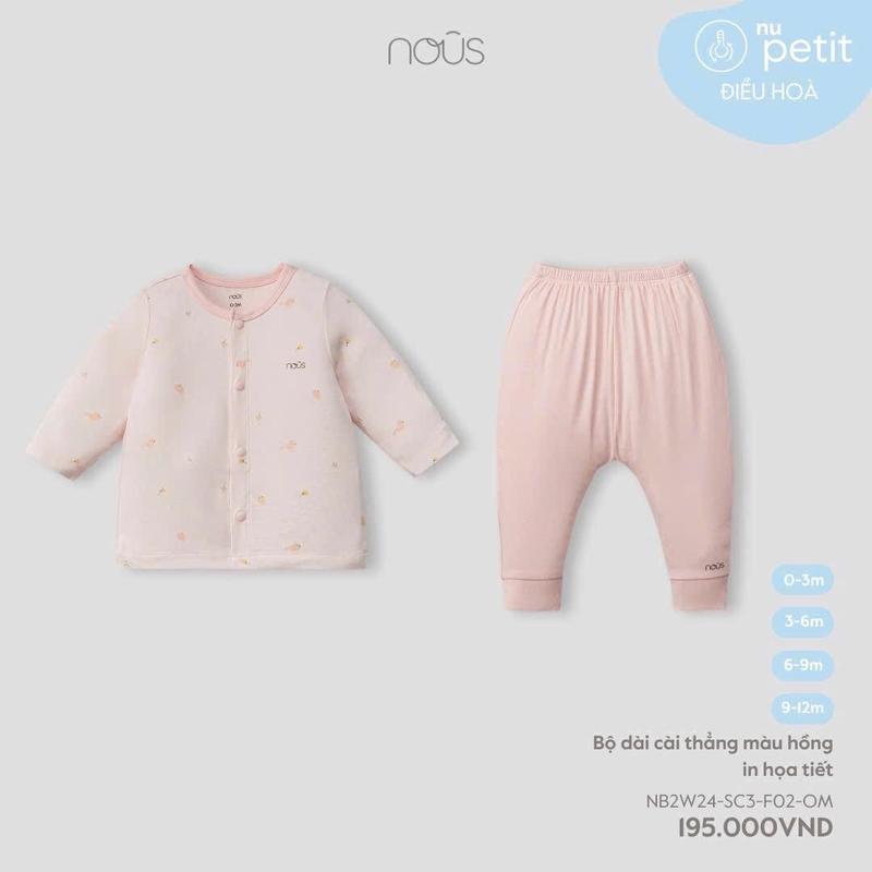 Nous bộ dài cài thẳng 0-12M nhiều màu sắc 2
