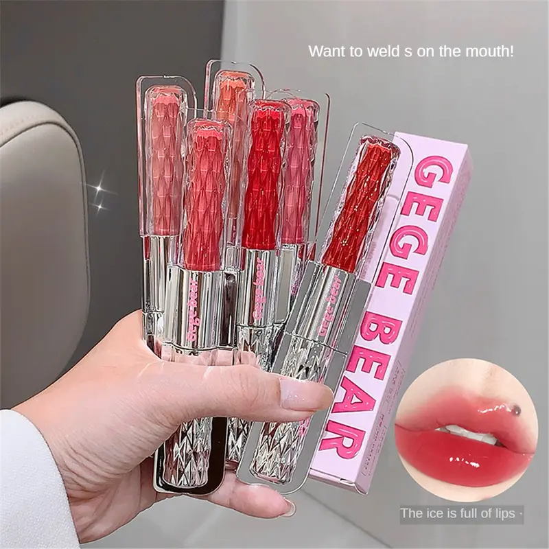 Son Kem Lì Gương 2 Trong 1, Gấu Gege, Son Kem Hai Đầu Đầy Màu Sắc, Son Bóng Dưỡng Ẩm, Son Môi Tráng Gương Không Dính, Nhanh Khô, Không Dễ dính, Mật Ong Môi, Tăng Cường Màu Sắc, Độ Đầy Đủ Tự Nhiên Và Trang Điểm Môi Bóng 3