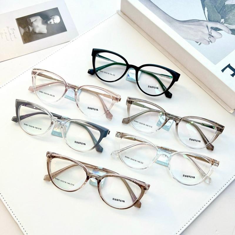 Gọng kính mắt mèo dáng đẹp Mắt Kính Nữ Nhựa nhân tạo dẻo phối càng hợp kim cao cấp