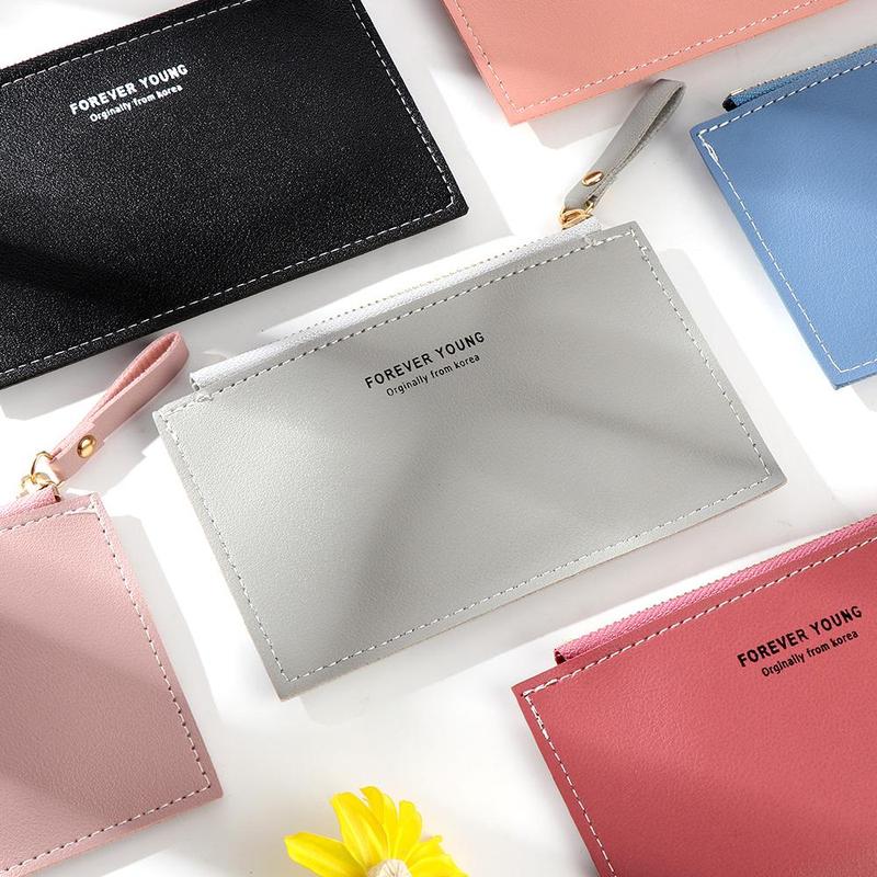 Men's Name Card Holder Girls Ladies Mini Business Wallet Pure Color Credit Card Holder Short Purse 7