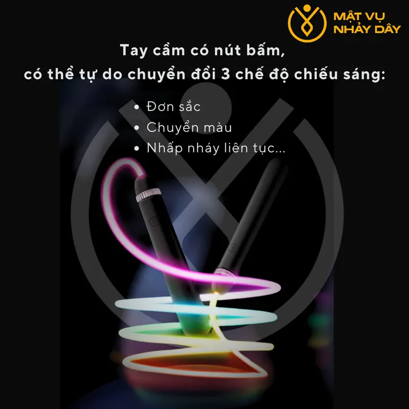 Dây nhảy phát sáng, dây nhảy đèn LED có thể điều chỉnh độ dài, dây nhảy nhiều màu sắc để tập thể dục – Mật Vụ Nhảy Dây 3
