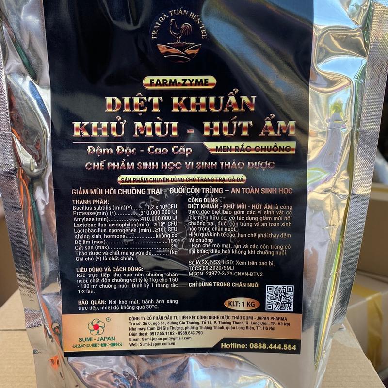 Men Rãi Chuồng Vi Sinh Hỗ Trợ Giảm Mùi, Hút ẩm tạo lớp đệm nền chuồng cho gà gói bốt 1kg