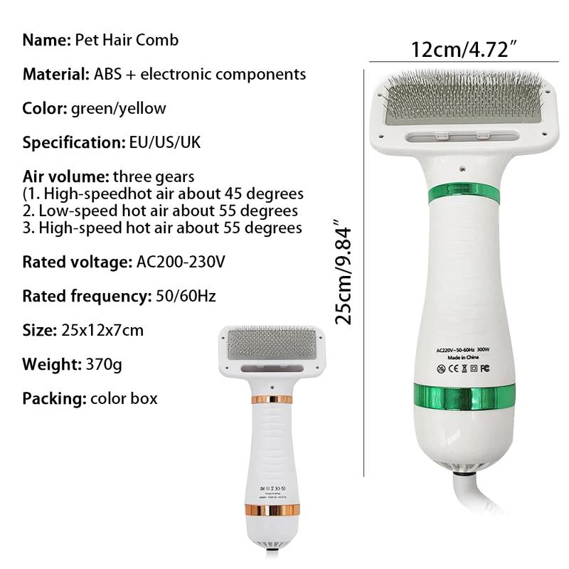 Product Introduction of Sisir Pengering Bulu Hewan Anjing Kucing 2 in 1 Pet Grooming Brush Dryer Dog Cat Multifunction 2in1 Electric Pet Grooming Dryer Pet Hair Dryer sisir hewan Dog Cat comb Praktis 12