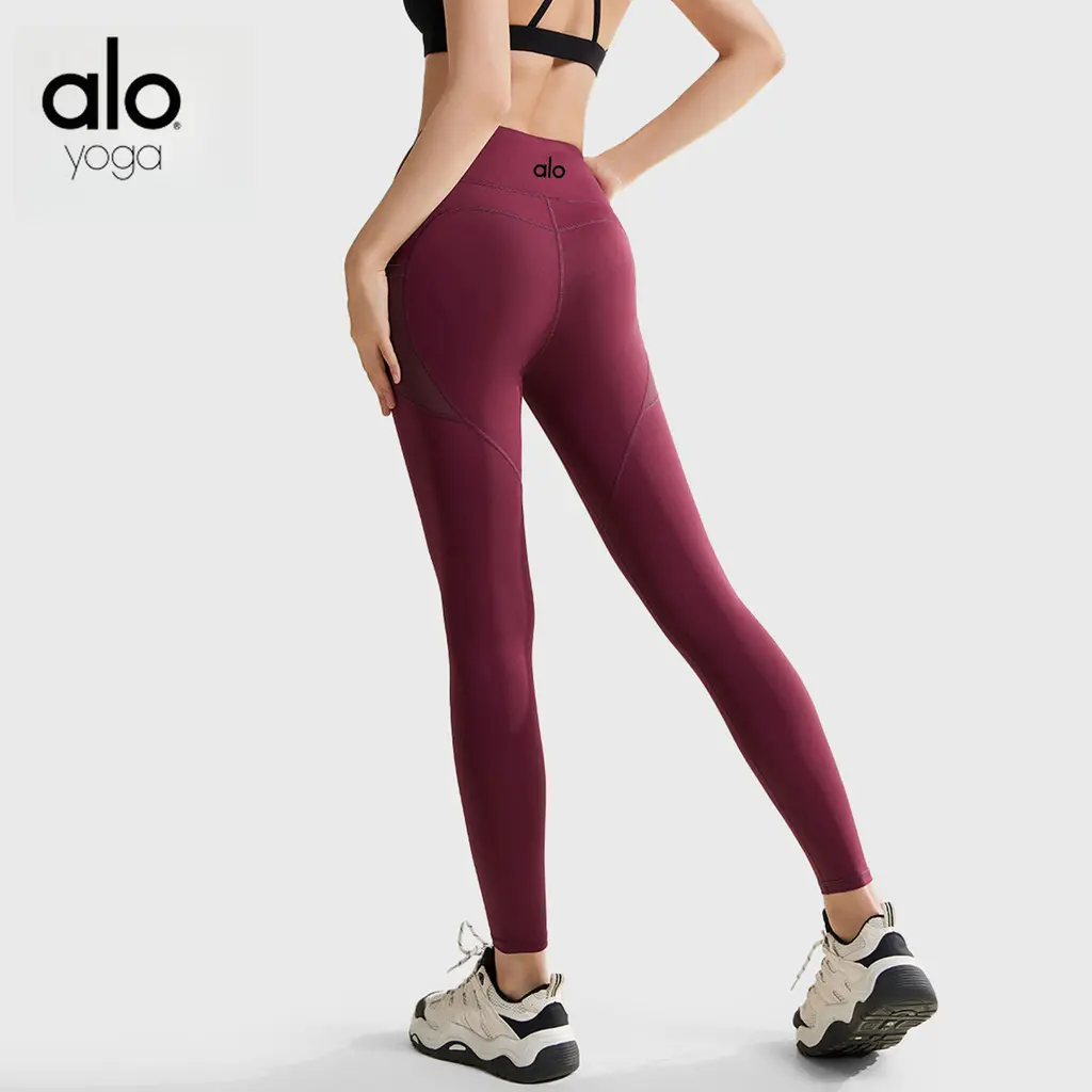 Alo Yoga Sports Fitness Pants Peach Pants Running Hips High Waist Belly Stretch Leggings Yoga Pants