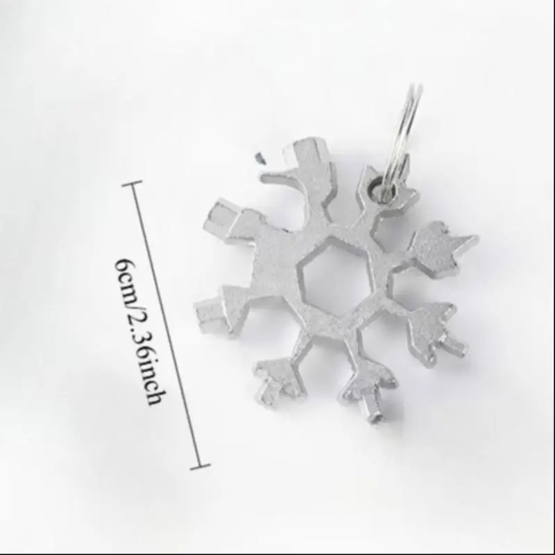 18 in 1 Snowflake Design Multi-functional Mini Wrench, Portable Snowflake Design Multi-functional Repair Tool with Keychain, Universal Hand Tool for Car Repair 1