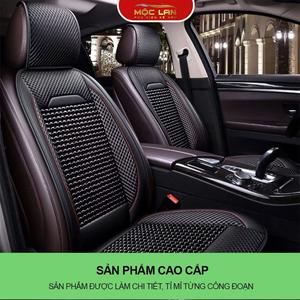 Lót ghế ô tô hạt gỗ massage cao cấp, áo da bọc trùm ghế 4,5,7 chỗ, xe bán tải - Mộc Lan