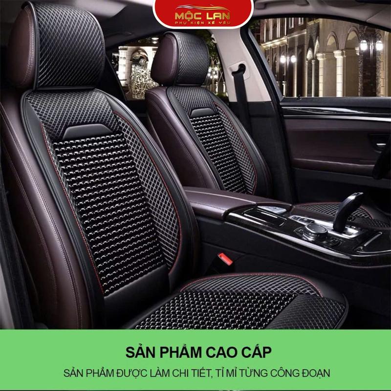 Lót ghế ô tô hạt gỗ massage cao cấp, áo da bọc trùm ghế 4,5,7 chỗ, xe bán tải - Mộc Lan