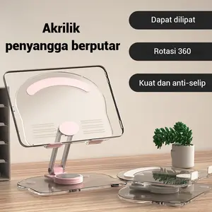 Portable Tablet Stand 360° Clear Universal Dudukan Bening Penyangga Desktop/ Stand 360° Rotation