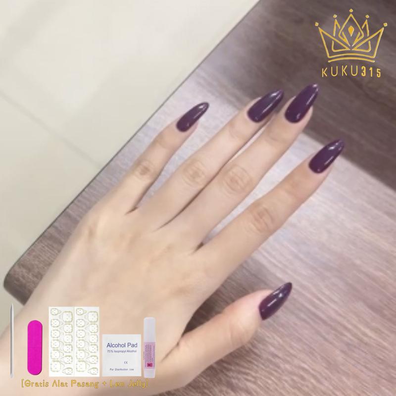 Product Introduction of [Seri  Warna 2] [Gratis Alat Pasang + Lem Jelly] 24Keping Kuku Palsu Dan Lem Kuku Palsu Nail Art Dan Lem Kualitas Premium Bisa Dipakai Berulang Red Black Pink 7