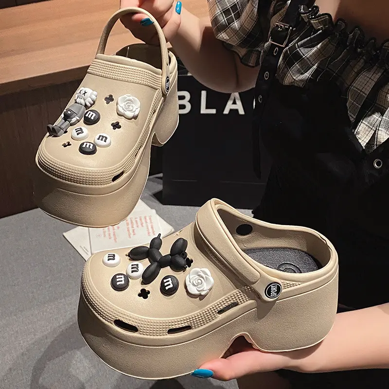 Dép Sandal Nữ Đế Cao 7cm Đính Kèm Sticker Dễ Thương - Depnuhottrend 2023 - DéP, Shoes 7