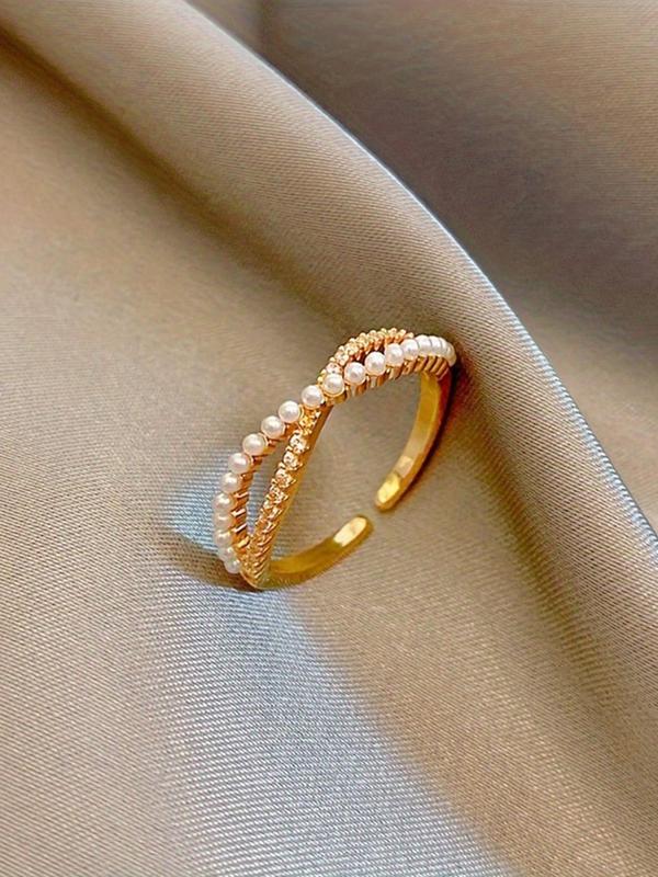 Women's Elegant Criss Cross Design Ring, Exquisite Trendy Ring, Fashionable Jewelry for Women As Gift for Daily & Party Decoration 5