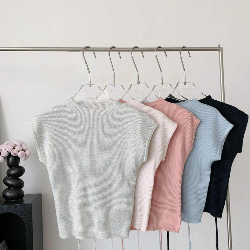 Áo tay hến có thút buộc sau lưng hàng quảng châu cao cấp Top Nữ Women Cổ Tròn Ôm gọn