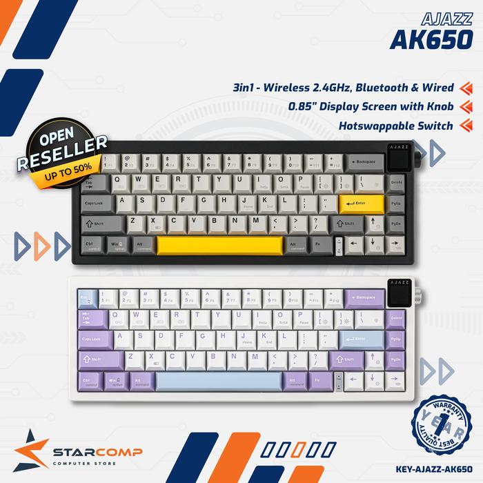 Promo Ajazz AK650 / AK-650 Mechanical Keyboard 3in1 Connection RGB with ...