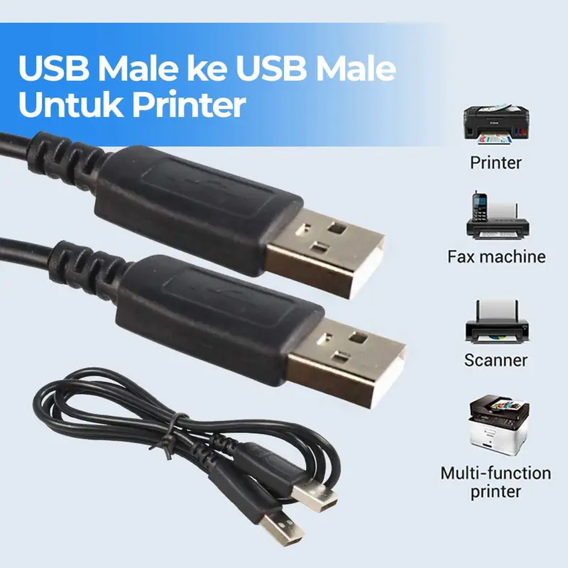 Kabel USB 2.0 Male to Male Printer Multifunctional TPE 100cm 0