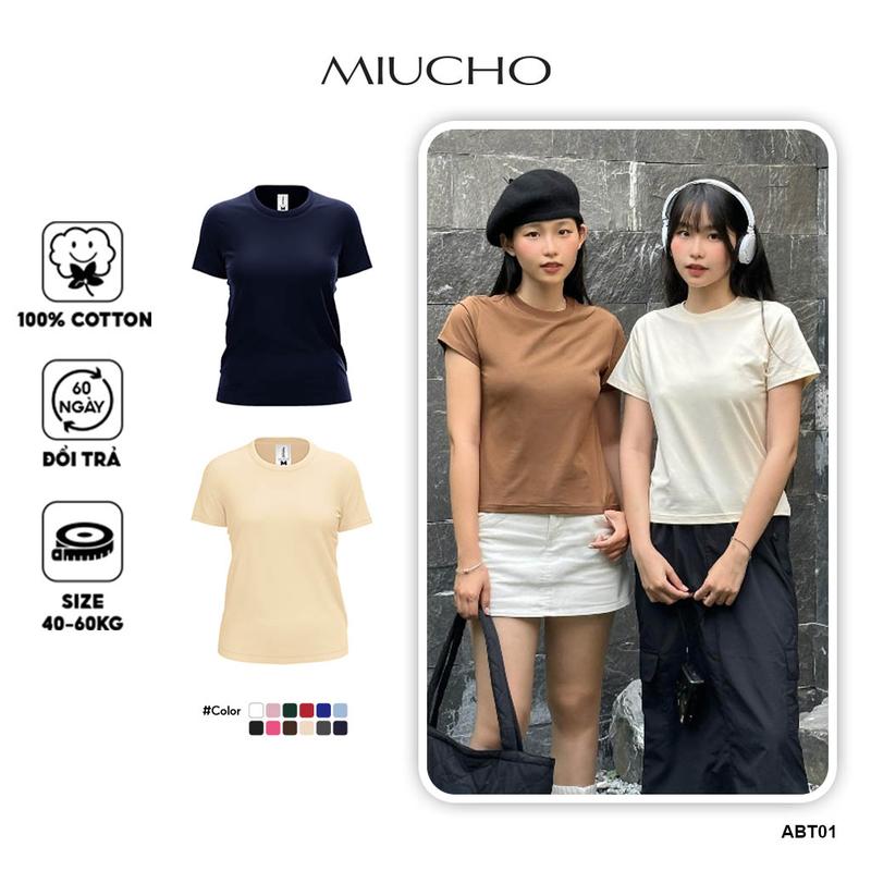 Áo thun baby tee trơn ABT01 Miucho vải cotton cổ tròn in basic