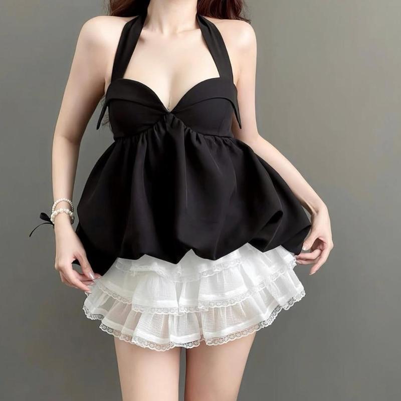  Áo Baby Doll Cổ Dây Kiểu Yếm Hở Lưng goi Cảm A512285 