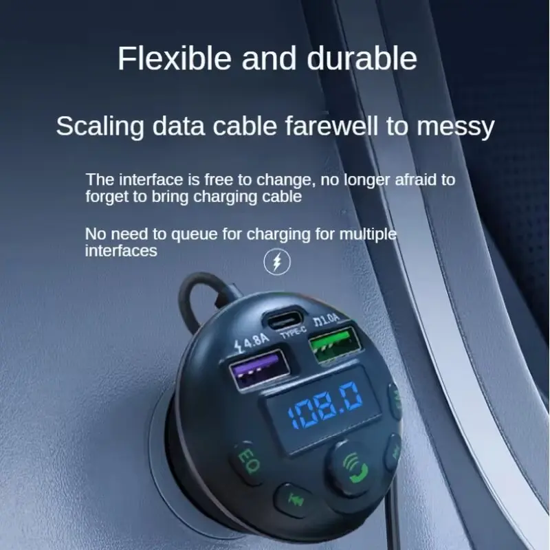 Bộ phát FM Bluetooth 5.0 trên ô tô, với máy nghe nhạc MP3, bộ thu âm thanh rảnh tay, Cáp sạc 3in1, bộ điều chế điện tử tự động, để gọi rảnh tay, phát trực tuyến nhạc 1