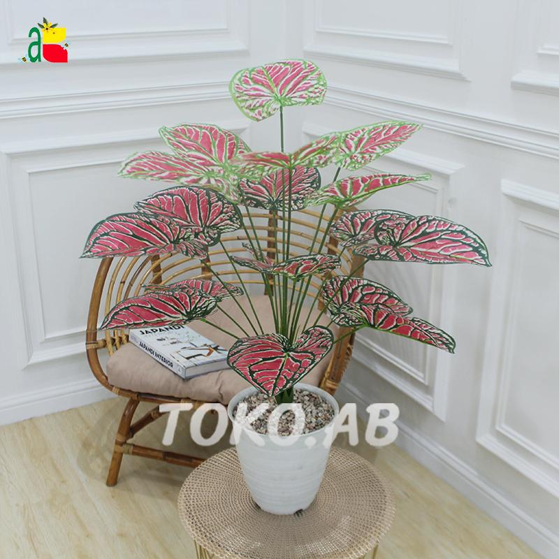 TANAMAN ARTIFICIAL AGLONEMA bunga palsu KELADI DAUN PLASTIK 18 CABANG D18T60 HIASAN RUANG TAMU DEKORASI RUMAH AESTHETIC B8180 2