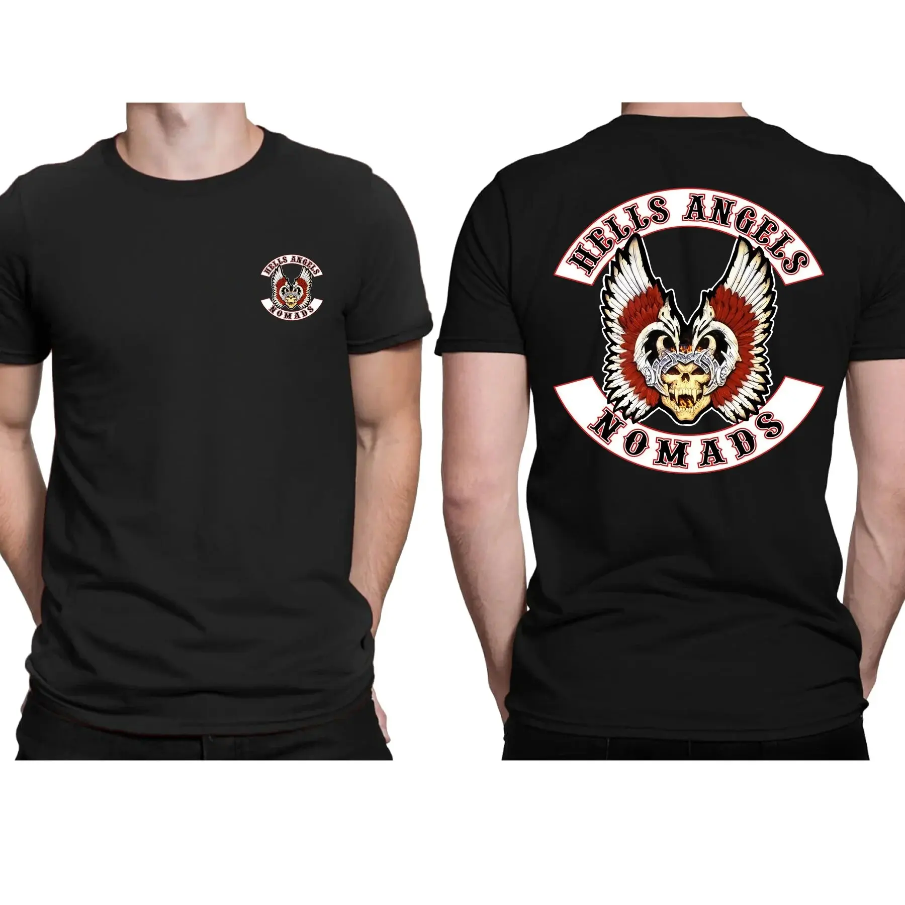 Amazing Male T Brotherhood Hells Angels Nomads Tshirt Men Tshirts Graphic StreetwearBlack and white large size 4XL.5XL.6XL