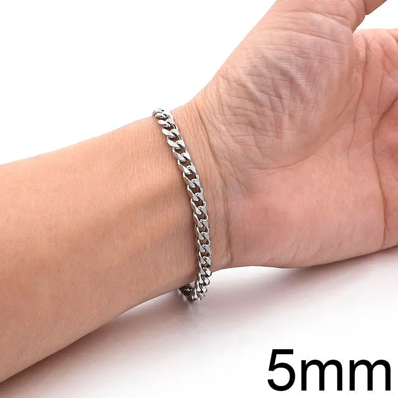 Vòng Tay Nam Dây Chuyền Xích Hợp Xu hướng Hàng Mới Về, Phong Cách Cổ Điển, Dây Chuyền Rộng 3 / 5 / 7 / 9Mm, Thích Hợp Cho Nam Và Nữ, Tuyệt Vời Làm Quà Tặng 6