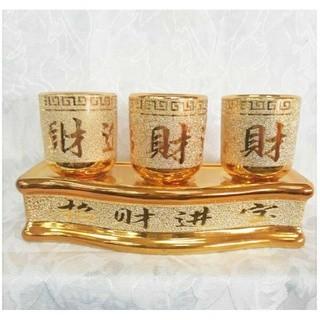 Product Introduction of ถ้วยน้ำชา ชุดถ้วยน้ำชาพร้อมฐาน ชุดชงชา3ถ้วย 5ถ้วย  สีทอง  สีแดง สีเหลืองทอง ชุดถ้วยเซรามิก ไหว้เจ้าที่ ไหว้พระ พร้อมส่ง 9