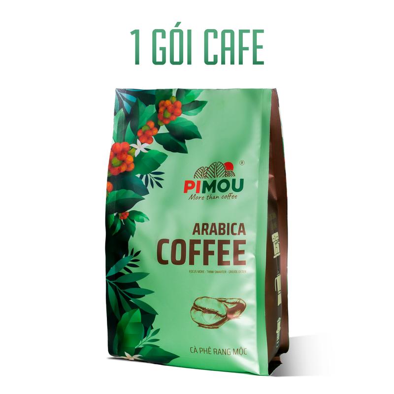 [1 Gói] Cà phê Arabica nguyên chất sơ chế đặc biệt rang Mộc cafe vị trái cây chua thanh ít đắng thơm mạnh Medium Roast - Hãng Pimou khối lượng tịnh 460gr, cafe sữa, cafe đen, coffee espresso, cafe nguyên hạt, cà phê pha máy