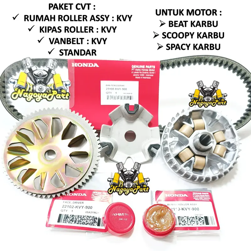 Paket Cvt Van Belt + Rumah Roller Assy Set + Kipas Roller Beat Karbu Scoopy Karbu Spacy Karbu KVY Motor 0