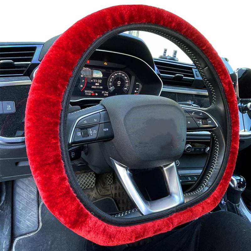 Product Introduction of High Quality Warm Car Steering Wheel Cover Gearshift Handbrake Cover Plush Thick Black Protector Super Women Decoration Soft Pink Man 21