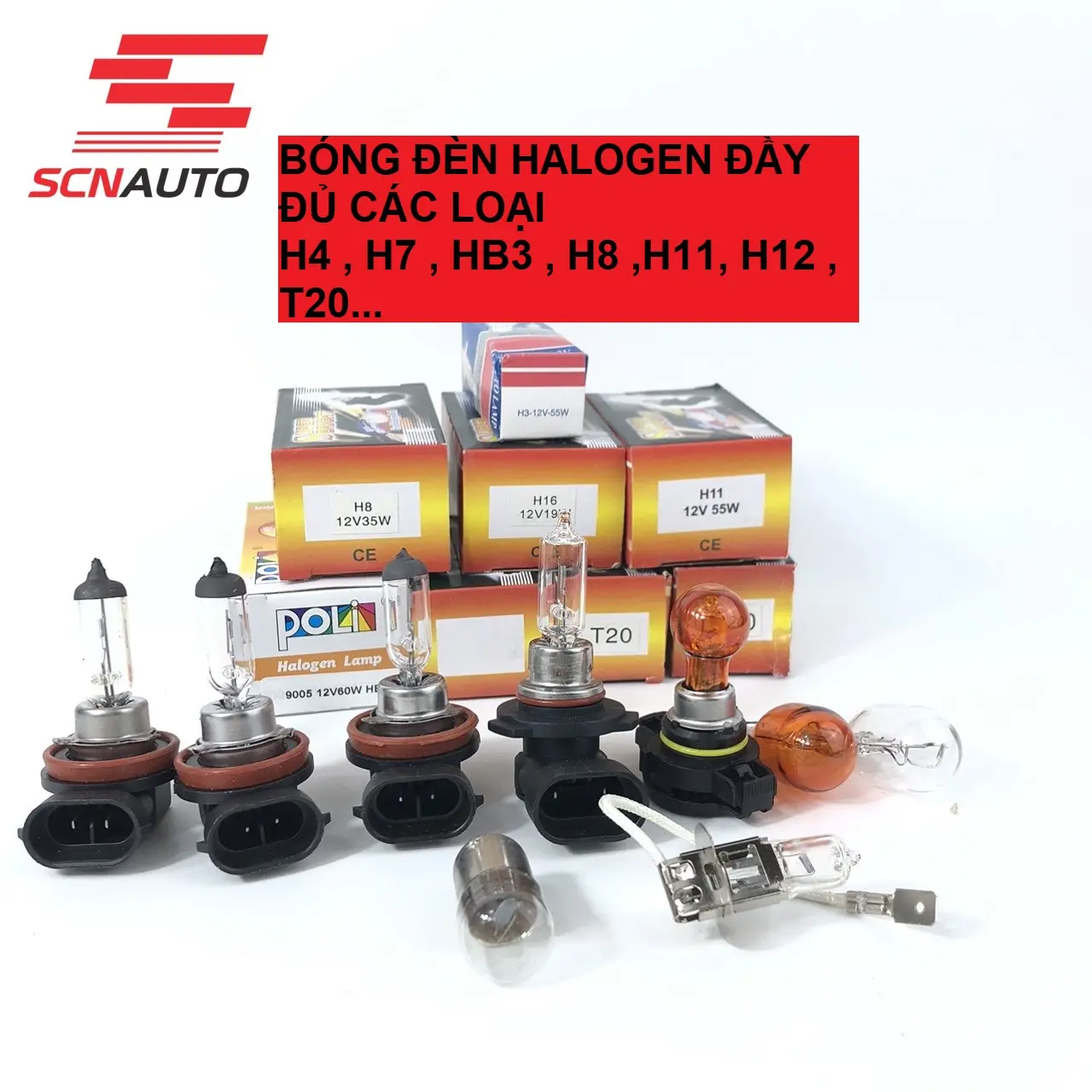 Bóng Đèn Halogen cho nhiều dòng xe H3 H4 H7 H8 H11 H6 H16 9005 HB3 T20