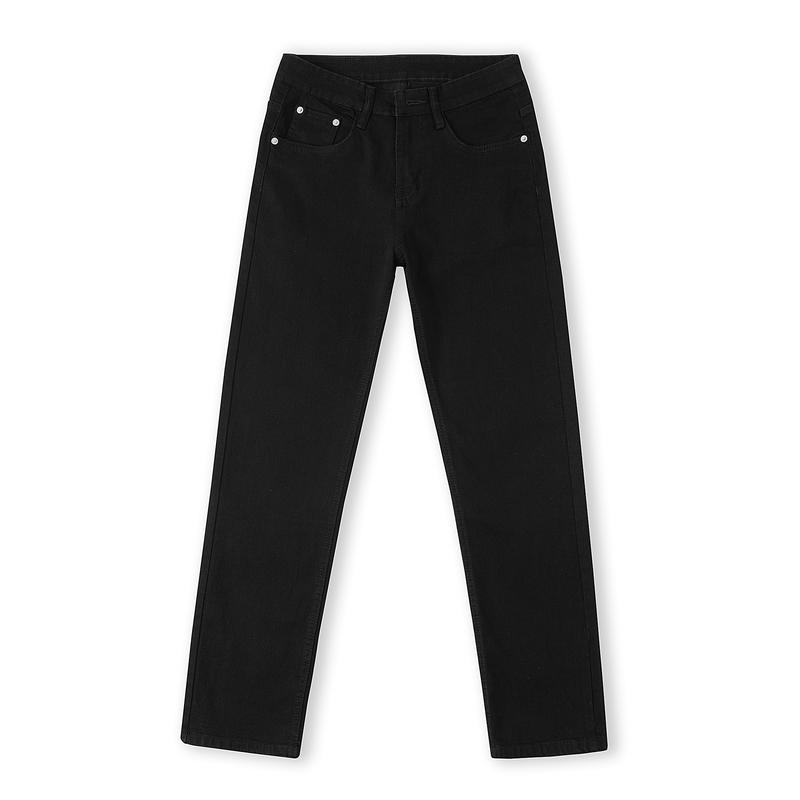 Quần jean dài nam ống đứng đen trơn 21 vãi cotton co giãn có túi jeans Pants Menswear