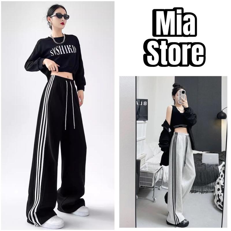 [38-75kg]Quần Suông Nam Nữ Nỉ ép mịn Ống Rộng MIA VT13 quần thể thao 3 sọc phom rộng có chốt điều chỉnh gấu quần - Sport, Menswear, Nhung